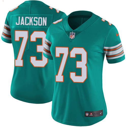 Nike Miami Dolphins #73 Austin Jackson Aqua Green Alternate Women Stitched NFL Vapor Untouchable Limited Jersey